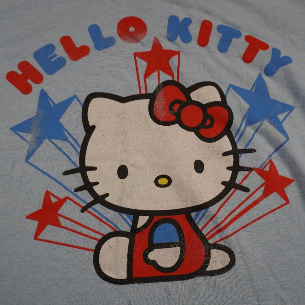 Hello Kitty T-Shirt Womens Size XL Baby Blue‎ Hybrid Stars